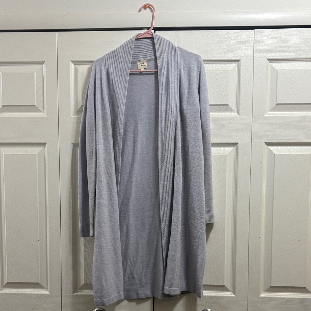 Carol Rose Light Gray Open Front Cardigan